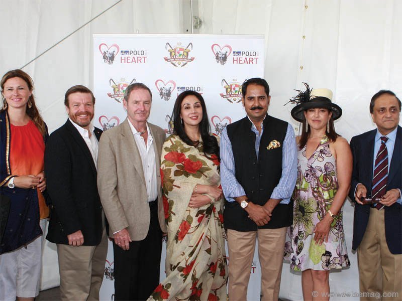 Ellen Reeves (executive director, Pace Polo for Heart), David Sculthorpe (CEO, Heart and Stroke Foundation of Ontario), Mike Egan, co-chair, Pace Polo for Heart, Princess Diya Kumari and the Maharaj of Jaipur (Narendra Singh) and Sheila Clark, co-chair, Pace Polo for Heart.