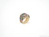 2. This authentic Fabergé ring features genuine multi-coloured sapphires, diamonds, rubies, tsavorites and emeralds set in 18k yellow gold. www.knar.com