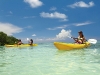 Kayaking the pristine tropical waters is a popular island activity