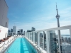 The hotel’s rooftop, located on the 44th floor, features an infinity bar and intimate view of the city