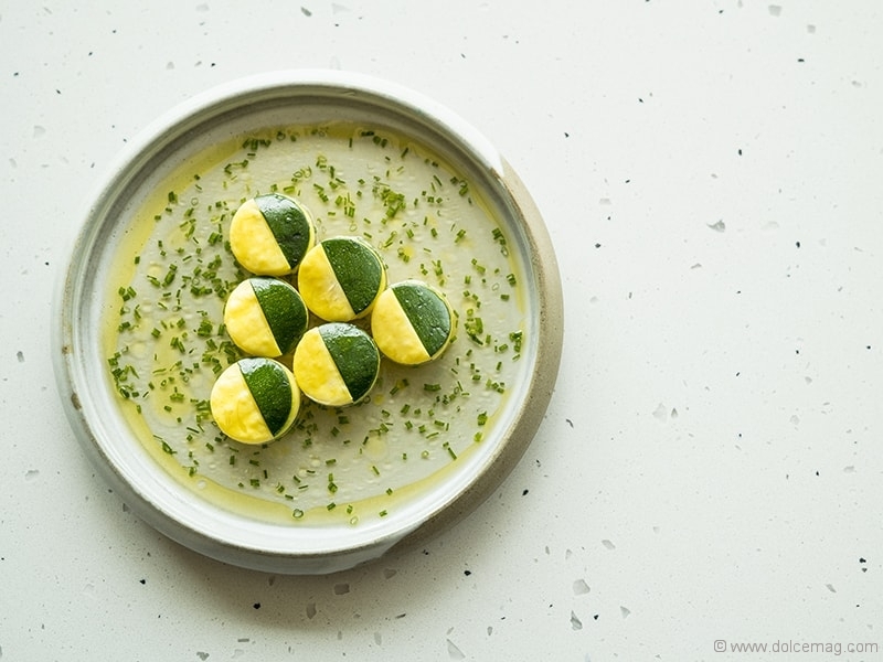 1. Zucchini agrodolce, garlic vinegar, chive & honey | Photos by Carlos A. Pinto