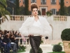 4. Tulle jacket covered with white feathers and a long zip-up dress in black leather | Photo by O. Saillant