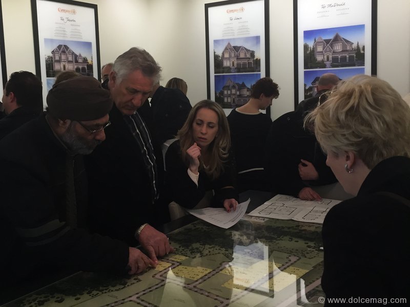 Guests examine the available lots at Copperwood Kleinburg