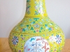 Worth selling is a Chinese porcelain famille-rose yellow ground medallion bottle vase, the base with Guangxu mark and probably later in the period. 1875-1908