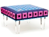 Reinvent your space with personality. The Bespoke Vintage Designer Scarf ottoman pushes the limits of modernity as it stands on Lucite legs.