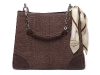 Lovely Links: Quilted leather fabric meets a sweet silk scarf and charming chain handles for a standout look.