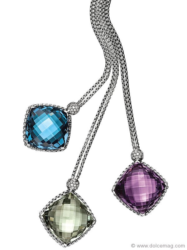 Sparkle with elegance in a sterling silver necklace from David Yurman’s Cushion on Point collection.
