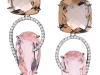 Brumani Earrings: Your life will be anything but simple with these white gold, white diamond Brumani earrings with smoky and pink quartz stones.