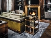 Chic, modern and classic, this library room is like no other. The space includes a beautifully constructed ceiling cladded in high-gloss Macassar, leathers and bronze trims, and a luxurious couch made with pony fur hand-dyed to achieve a dark olive-green hue
