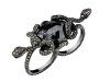 Join the dark side for an evening by donning this bewitching double ring, complete with mysterious stones and bejewelled reptiles www.borgionis.com Retailer - Neiman Marcus