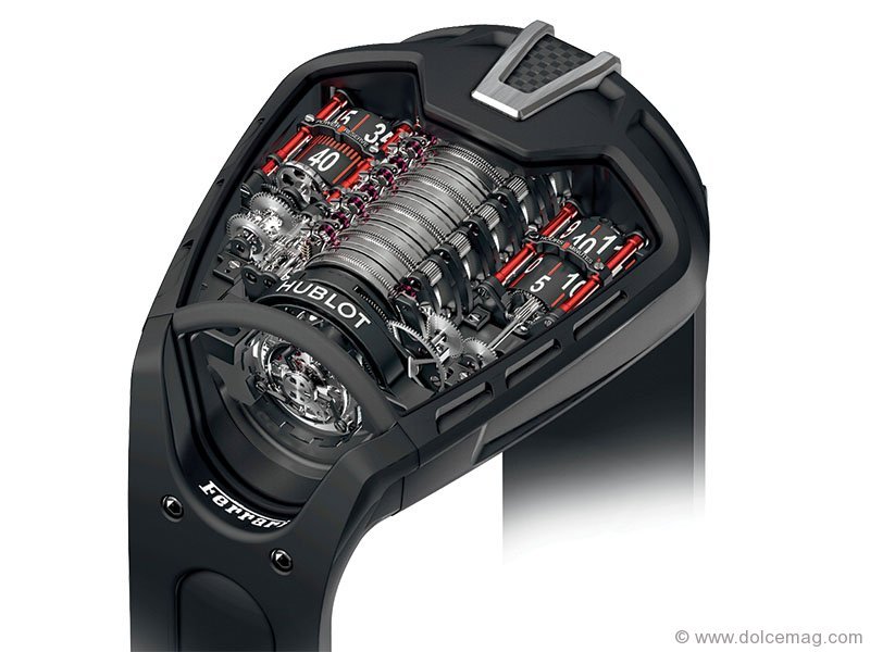 RACE AGAINST TIME Add a touch of intrigue to your style with the powerful Hublot MP-05 LaFerrari Watch, the companion timepiece to the enthralling luxury vehicle. www.hublot.com