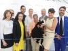 The official “yarn-cutting” ceremony at the ROM during Wool Week 2015. From left to right: Susan Horvath (ROM Board of Governors president and CEO), Amanda Sherrington (president and  CEO of the Prince’s Charities Canada),  Jennifer LeBrun (co-founder of Ulat Dryer Balls),  John Muscat (co-founder of Line Knitwear), Alexandra Weston, Carole Precious (owner of Chassagne Farm), Arthur Potts (Beaches-East York MPP), Kimberley Newport-Mimran (president and chief designer of Pink Tartan), Matthew Rowe (director of operations and partnerships of the Prince’s Charities Canada)