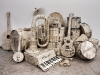 These life-sized instruments are made of sheet music and were used in Hermès window displays across England in 2009. Photography: Kyle Bean.