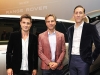 LONDON, ENGLAND - OCTOBER 26: (L to R) Formula E Racing Driver Mitch Evans, Formula E CEO Jamie Reigle and James Barclay attend the launch of the new Range Rover at The Royal Opera House on October 26, 2021 in London, England. (Photo by David M. Benett/Dave Benett/Getty Images for Jaguar Land Rover)