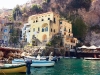 Conca dei Marini’s postcard-like harbour is lined with local boats.