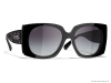2. Often taking inspiration from materials like tweed, leather and denim from Chanel’s Ready-to- Wear collections, these sunnies feature black micro-sequins on black acetate frames, revealing the letters “Chanel” in silver metal.