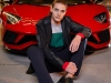 Jacket: Issey Miyake, Sweater: Dsquared2, Trousers: Issey Miyake, Sneakers: Lacoste, Car: Lamborghini Aventador