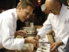 Chefs prepare oysters in the Beard House kitchen.
