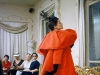 10. MARK SHAW, BALENCIAGA, ORANGE COAT SIDE, 1953: Originally published in LIFE in 1954, this Mark Shaw print shows a model posing for buyers in a coat designed by luxury fashion house Balenciaga. | Photo courtesy of 1st Dibs