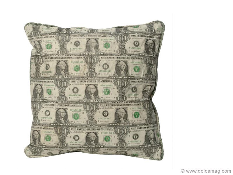 If you find comfort in cash, this pillow is for you. Handmade using roughly 50 American greenbacks, the Dollar Pillow will provide solace even when the economy doesn’t.