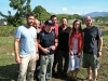 Paul Haggis and APJ board members Gerard Butler, Ben Stiller, Olivia Wilde and supporters walk the land in Haiti that was just purchased for  the Academy for Peace and Justice