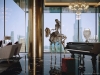 Shahin, a 24-karat-gold sculpture by contemporary pop artist Stephen Cawston, is an eye-catching focal point in this dramatic space | Photo Courtesy of Celia Sawyer