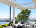 Generous outdoor living areas are featured at Stradella in Los Angeles, with slender canopies and delicate screens affording views of the L.A. Basin | Photo By Adam Letch