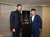 Benoit-Luis-Vuitton and  Chef Jackie Lin pose with the Louis XIII Rare Cask 42,6