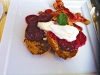 Chef Ménard\'s delectable breakfast of french toast,  fresh raspberries, orange peel and whipped cream.
