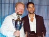 The Rally for Kids with Cancer winners Olive Bock, left, CEO Solutions 2 Go and actor Adam Rodriguez, of CSI: Miami