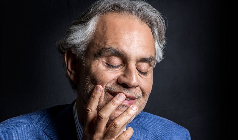 Andrea Bocelli receives a gift while eating lunch in Beverly Hills 